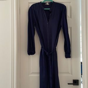 Silk maxi dress with belt